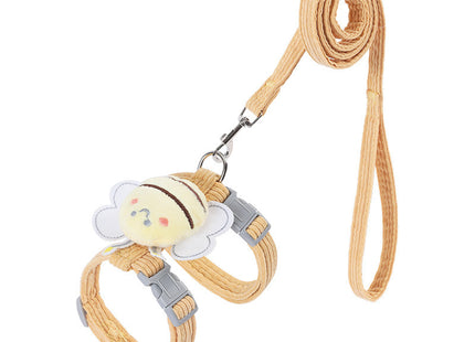Cat Harness Leash Set With Cute Bee Plaid Cats Escape Proof - Adjustable Kitten Harness For Large Small Cats, Lightweight Soft Petsafe Harness Yellow Plaid Bee