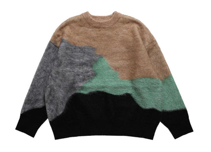 Color Contrast Pin Round Neck Jumper