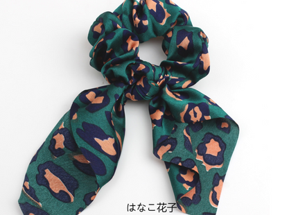 4Pcs Leopard Snake Floral Streamers Scrunchies Women Hair Scarf