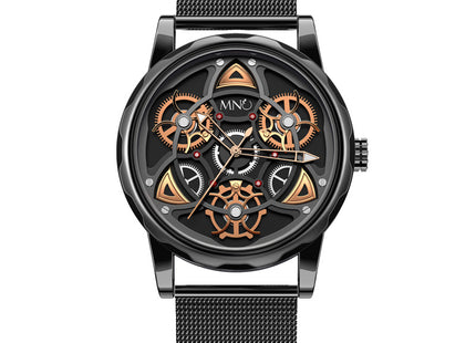 Black Gold Trend Three Dimensional Watch Personality Gear Gyro Season To Run Watch Men