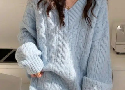 Women's V-neck Twist Lazy Gentle Bow Autumn And Winter Loose Velvet Thickened