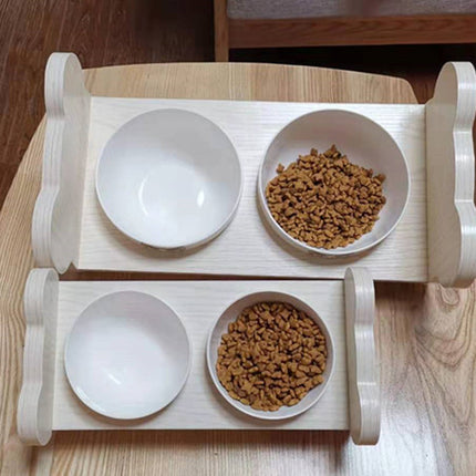 Tilted solid wood double bowl