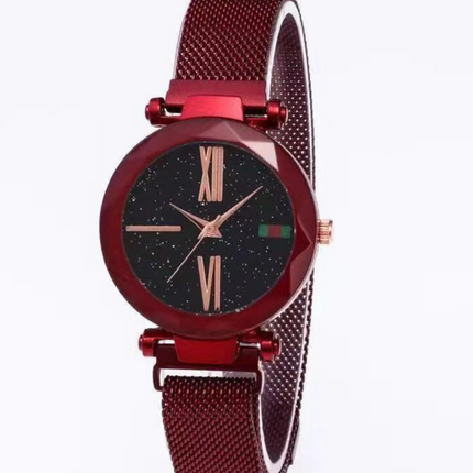 Luxury Women Watches Mesh Ladies Clock Magnet Buckle Starry Diamond Geometric Surface Quartz Wristwatch