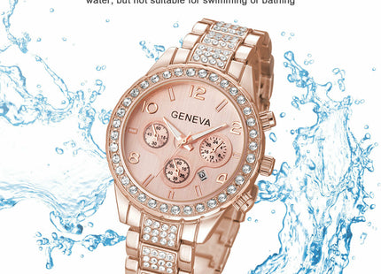 Waterproof Women Luxury Classic Stainless Steel Crystal Quartz Round Wrist Watch