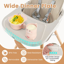 NNECW 3 in 1 Baby High Chair with Adjustable Legs and Tray for Dining-White-2