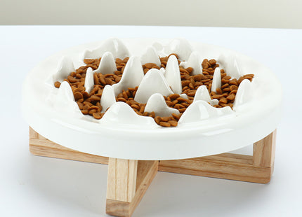 Tilted solid wood double bowl