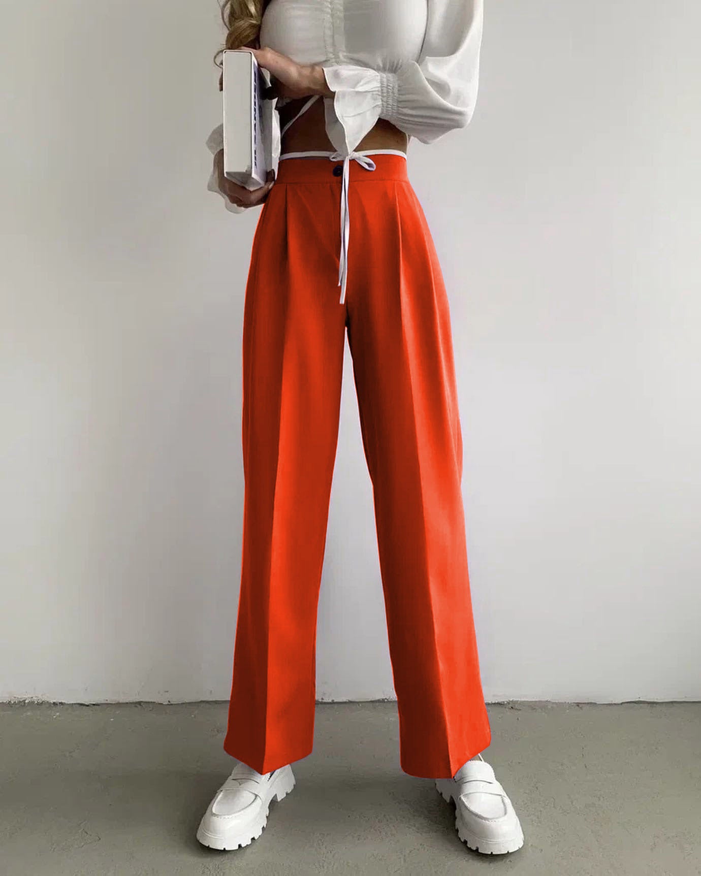 TrendChic - High-Waist Wide Leg Trousers