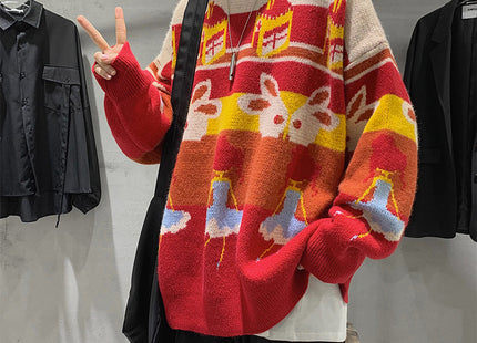Collision Cartoon Pattern Jumper For Men
