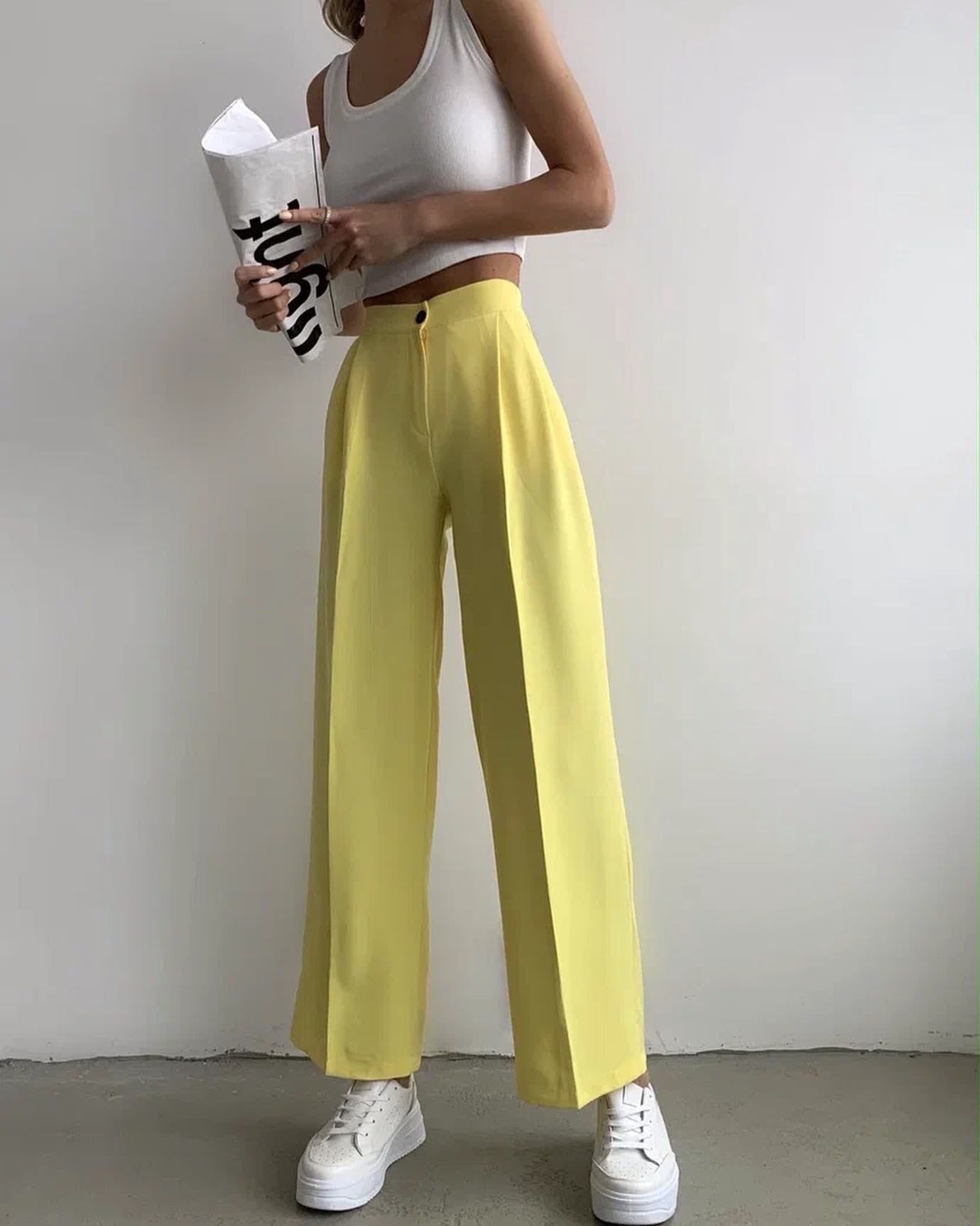TrendChic - High-Waist Wide Leg Trousers