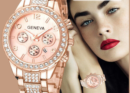 Waterproof Women Luxury Classic Stainless Steel Crystal Quartz Round Wrist Watch