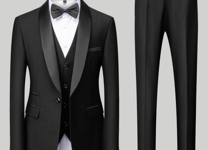 Men's Suit Set Green Fruit Collar Stage Suit Dress Host Performance Bridegroom Best Man Three-piece Suit