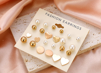 Simple Love Pearl Earrings Set Fashion Creative
