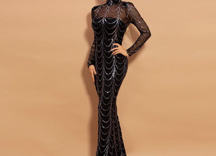 Sequins Women Maxi Dresses Long Sleeve Female Party Dresses