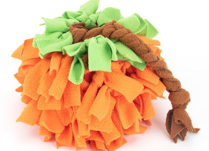 Pumpkin Snuffle Ball With Braid ,Fleece Interactive Toy, Small To Medium Dogs, Handmade Puzzle Gift, Soft Ball Treat Hider