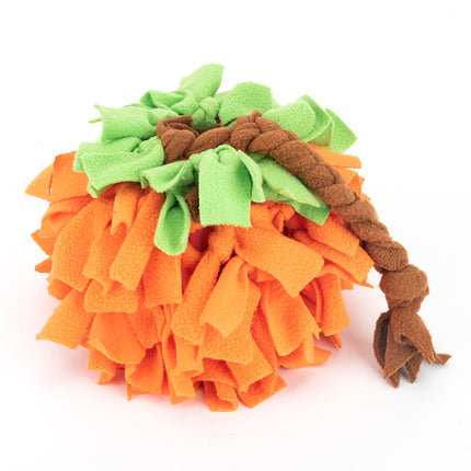 Pumpkin Snuffle Ball With Braid ,Fleece Interactive Toy, Small To Medium Dogs, Handmade Puzzle Gift, Soft Ball Treat Hider