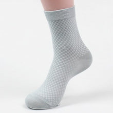 Bamboo Fiber Cotton Mid-calf Men Socks Double Needle Dark Flower Small Plaid Business Zhuji Socks