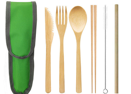 Portable Travel Bamboo Cutlery Cutlery Stainless Steel Straw Chopsticks Cutlery Set