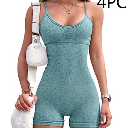 Spaghetti Strap Shorts Jumpsuit Sports Yoga Workout Tight Romper Women Fashion Fitness Sportwear
