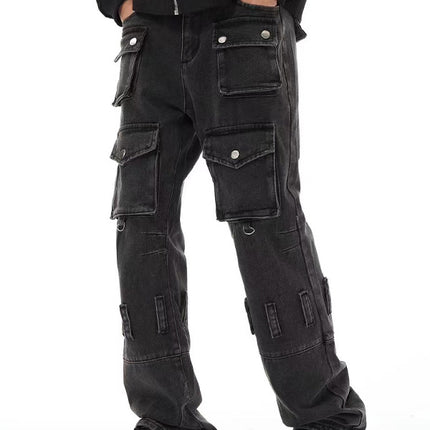American Retro Multi-pocket Jeans For Men And Women
