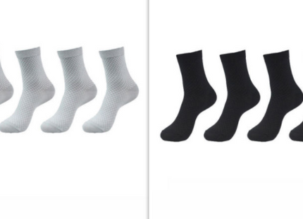 5 Pairs Bamboo Fiber Socks Men's Mid-calf Breathable Socks Business Men's Socks Solid Color