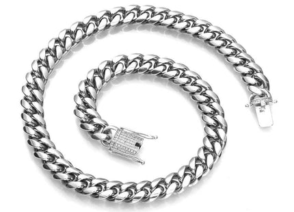 Stainless Steel Buckle Cuban Chain Necklace