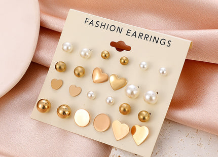 Simple Love Pearl Earrings Set Fashion Creative