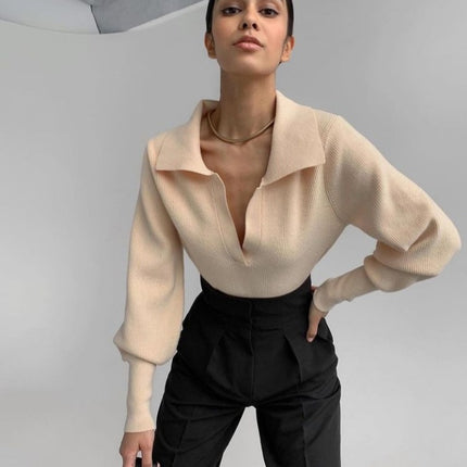Paul Lapel Elegant Top Sweater