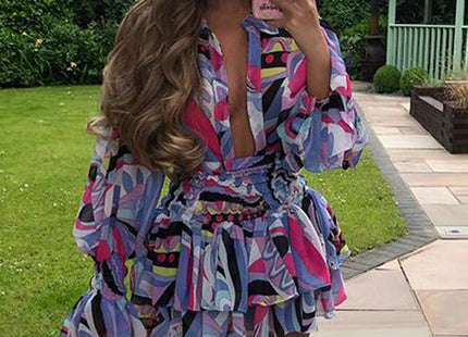 V-neck Printing Temperament Short Dresses For Women