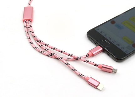 Three-in-one Data Cable USB Cable Short TYPE-C Mobile Phone Universal Three-in-one Charge Cable