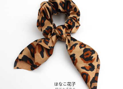 4Pcs Leopard Snake Floral Streamers Scrunchies Women Hair Scarf