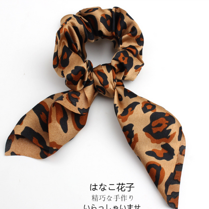 4Pcs Leopard Snake Floral Streamers Scrunchies Women Hair Scarf