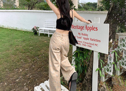 Retro Loose Wide-leg Pants Straight Jeans For Women