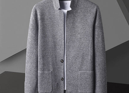 Pocket Stand Collar Cardigan Sweater Men