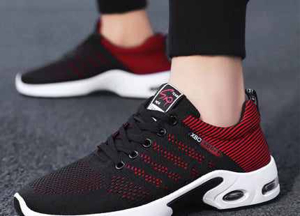 Fashion Mesh Shoes With Striped Design Men Outdoor Breathable  Lace-up Sneakers Csual Lightweight Running Sports Shoes For Men