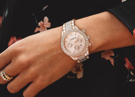 Waterproof Women Luxury Classic Stainless Steel Crystal Quartz Round Wrist Watch