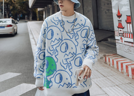 Collision Cartoon Pattern Jumper For Men