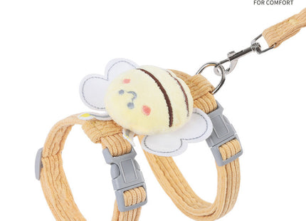 Cat Harness Leash Set With Cute Bee Plaid Cats Escape Proof - Adjustable Kitten Harness For Large Small Cats, Lightweight Soft Petsafe Harness Yellow Plaid Bee
