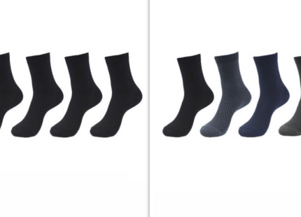 5 Pairs Bamboo Fiber Socks Men's Mid-calf Breathable Socks Business Men's Socks Solid Color