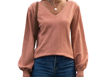Temperament Leisure Long Sleeve V-neck Sweater