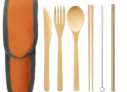 Portable Travel Bamboo Cutlery Cutlery Stainless Steel Straw Chopsticks Cutlery Set