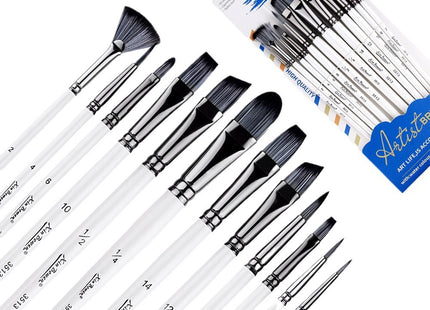 Full Set Nylon Hair Brush Watercolor Acrylic Painting Brush 12 PCs Suit Art Supplies