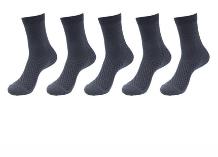 5 Pairs Bamboo Fiber Socks Men's Mid-calf Breathable Socks Business Men's Socks Solid Color