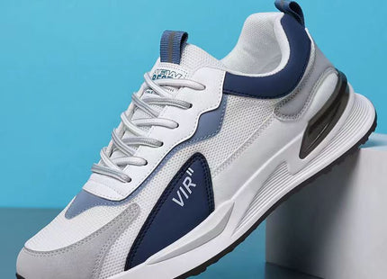 Men's Color Block Mesh Shoes Fashion Casual Lace-up Sneakers Outdoor Breathable Running Sports Shoes