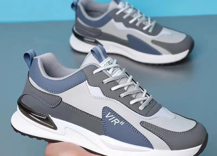 Men's Color Block Mesh Shoes Fashion Casual Lace-up Sneakers Outdoor Breathable Running Sports Shoes