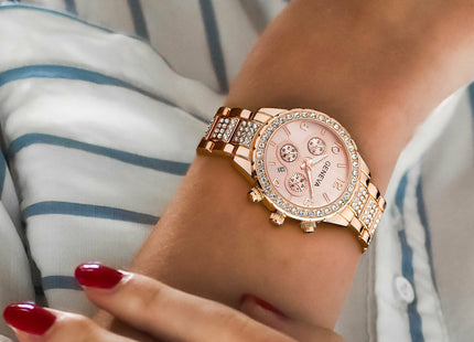 Waterproof Women Luxury Classic Stainless Steel Crystal Quartz Round Wrist Watch