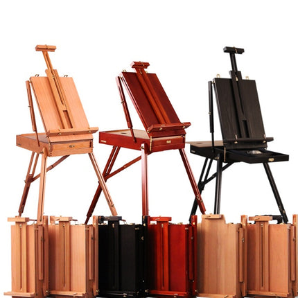 Italian Beech Sketch Portable Paint Box Wooden Pull Rod Oil Painting Box Paint Box Portable Art Oil Painting Easel