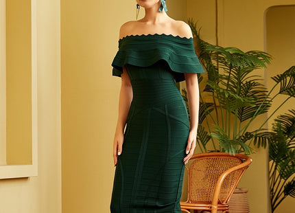 Women Green Off Shoulder Bandage Dress Party Dresses