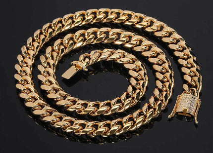 Stainless Steel Buckle Cuban Chain Necklace