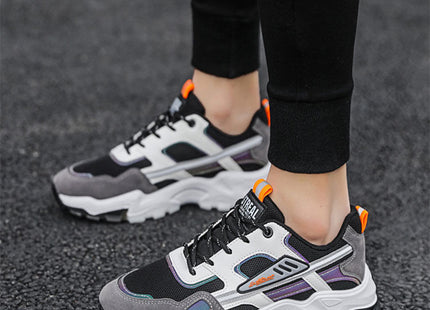 Black White Lace-up Sneakers Men Outdoor Breathable Csual Mesh Shoes Lightweight Running Sports Shoes
