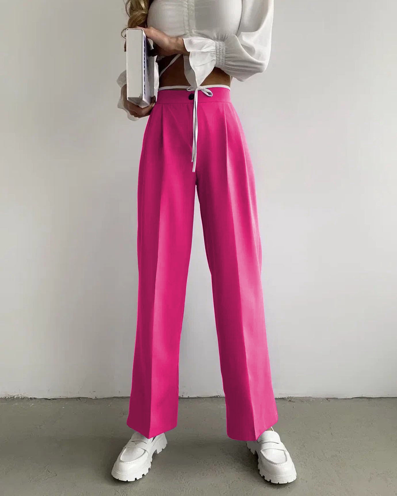 TrendChic - High-Waist Wide Leg Trousers